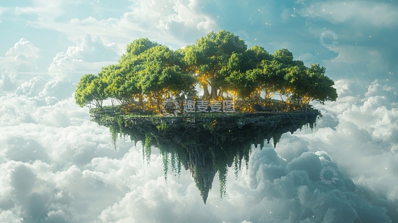 高清大图下载【趣麦麦图】云端之上的绿洲