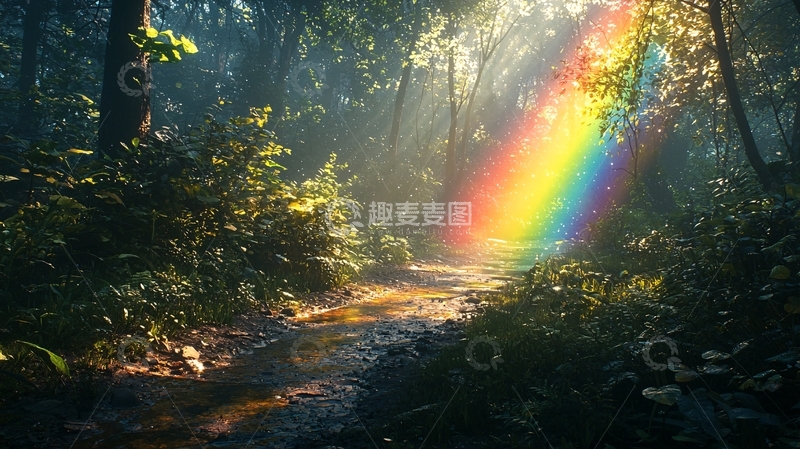 高清大图下载【趣麦麦图】森林彩虹小路