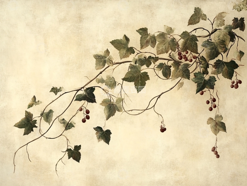 高清大图下载【趣麦麦图】藤蔓植物壁画