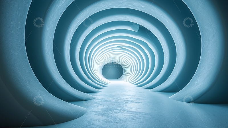 高清大图下载【趣麦麦图】蓝色螺旋形隧道