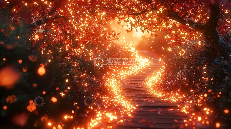 高清大图下载【趣麦麦图】秋叶落满路的小径