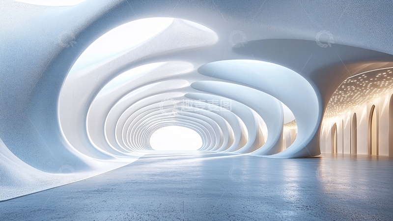 高清大图下载【趣麦麦图】流线型白色未来感建筑