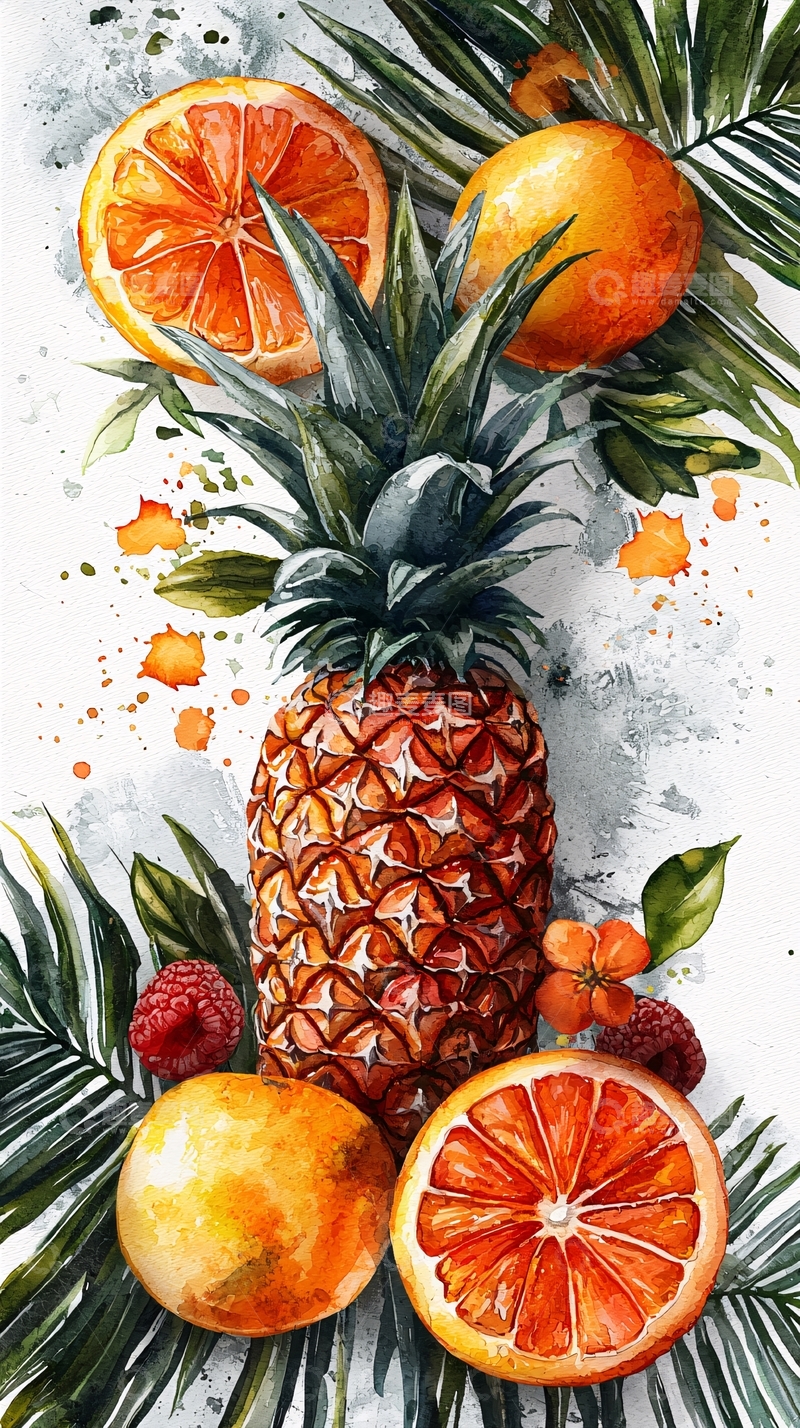高清大图下载【趣麦麦图】水彩水果静物画