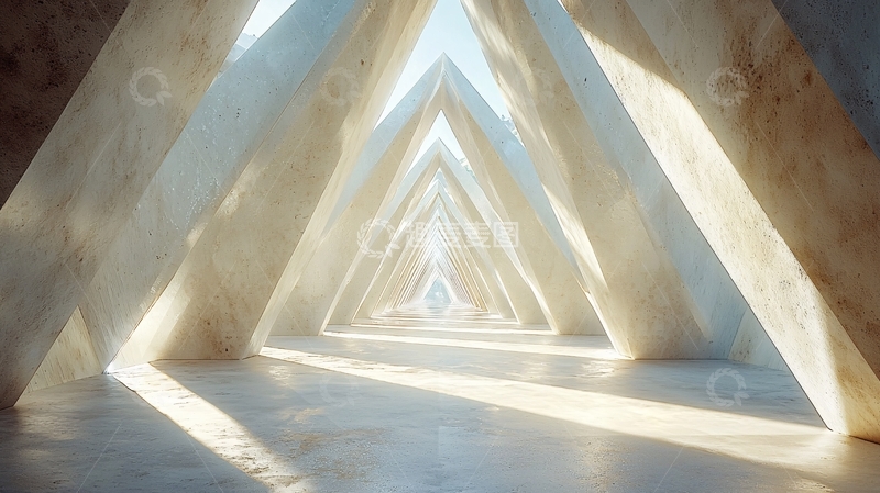 高清大图下载【趣麦麦图】光线照射下的三角形走廊