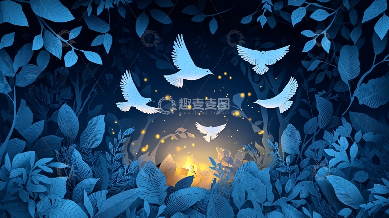 高清大图下载【趣麦麦图】蓝色森林