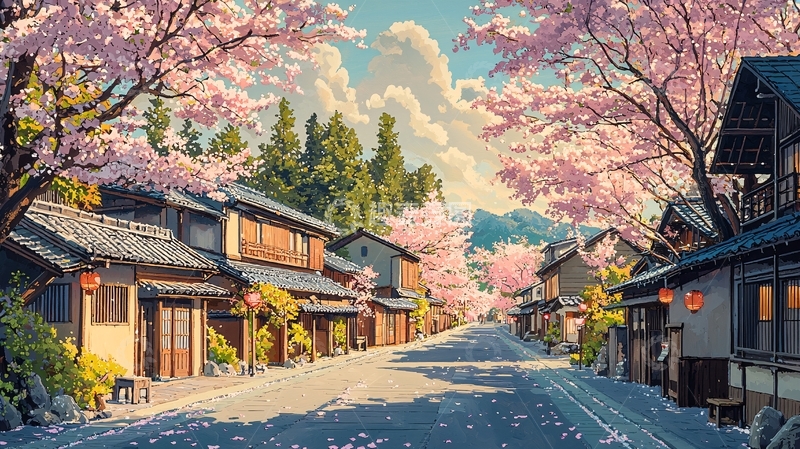 高清大图下载【趣麦麦图】樱花街道