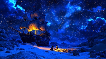 星空大海帆船