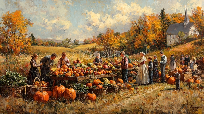 高清大图下载【趣麦麦图】秋收丰收场景