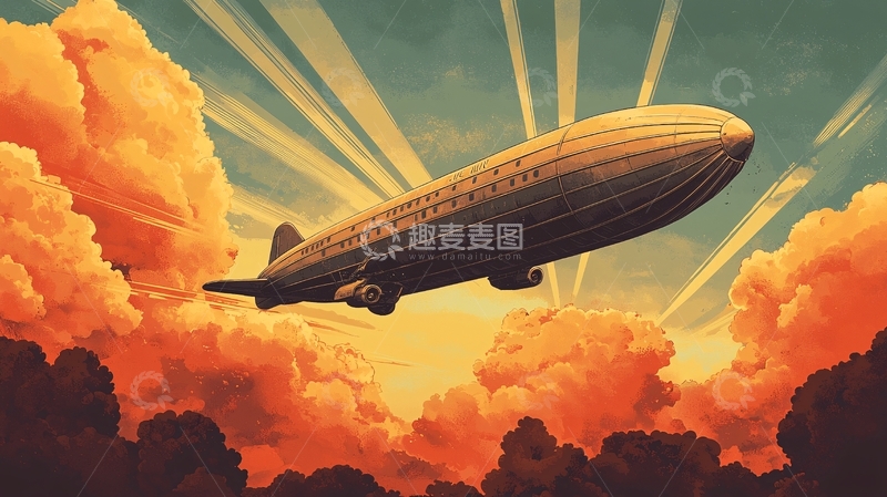 高清大图下载【趣麦麦图】复古飞艇