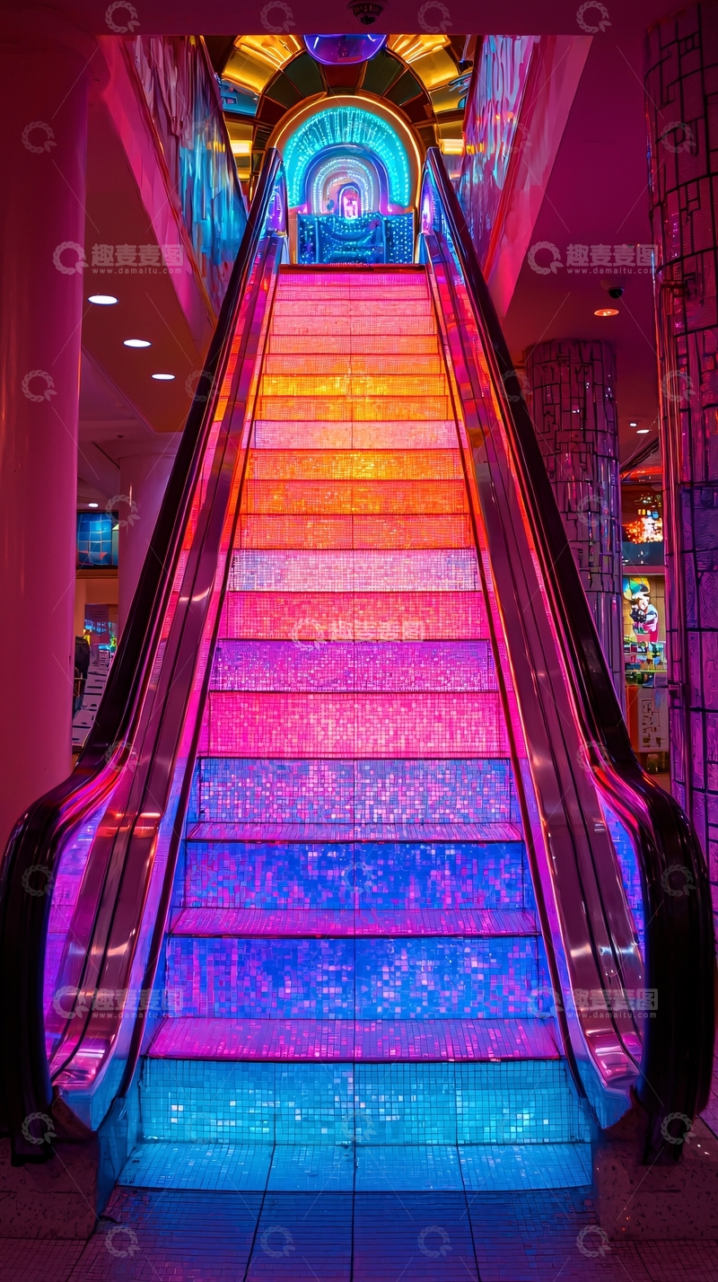 高清大图下载【趣麦麦图】彩色自动扶梯