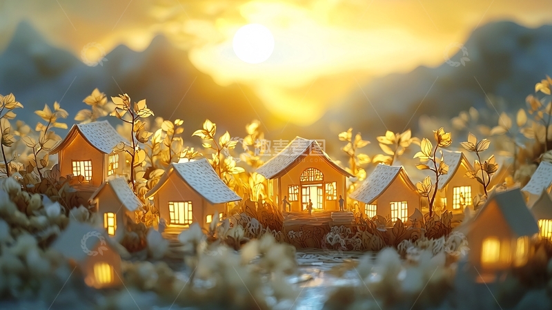 高清大图下载【趣麦麦图】雪景小镇