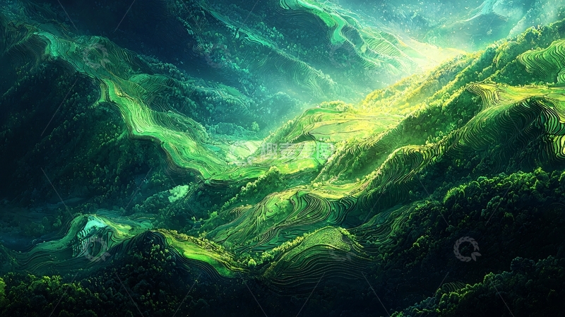 高清大图下载【趣麦麦图】梦幻绿意山谷