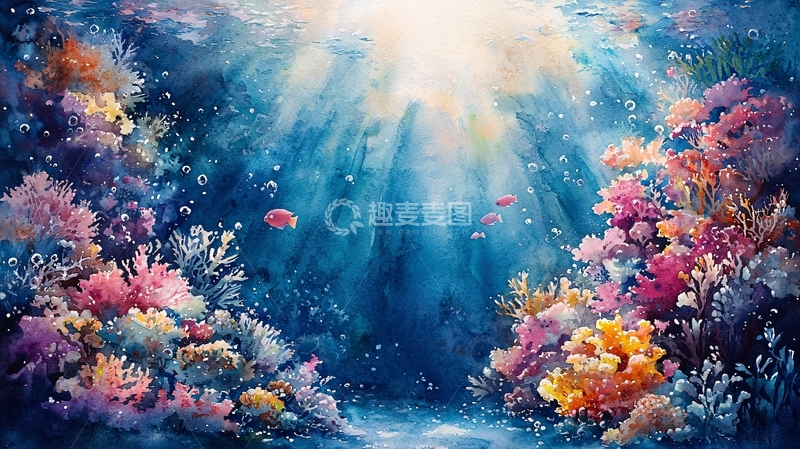 高清大图下载【趣麦麦图】梦幻海底珊瑚礁风景