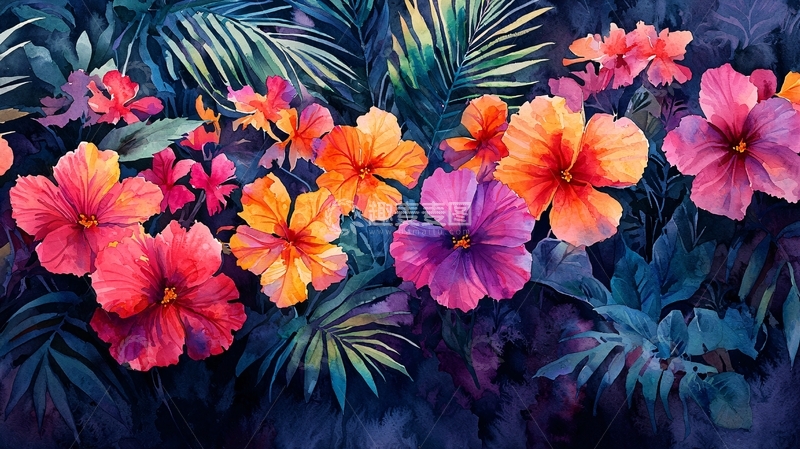 高清大图下载【趣麦麦图】热带植物花卉背景图