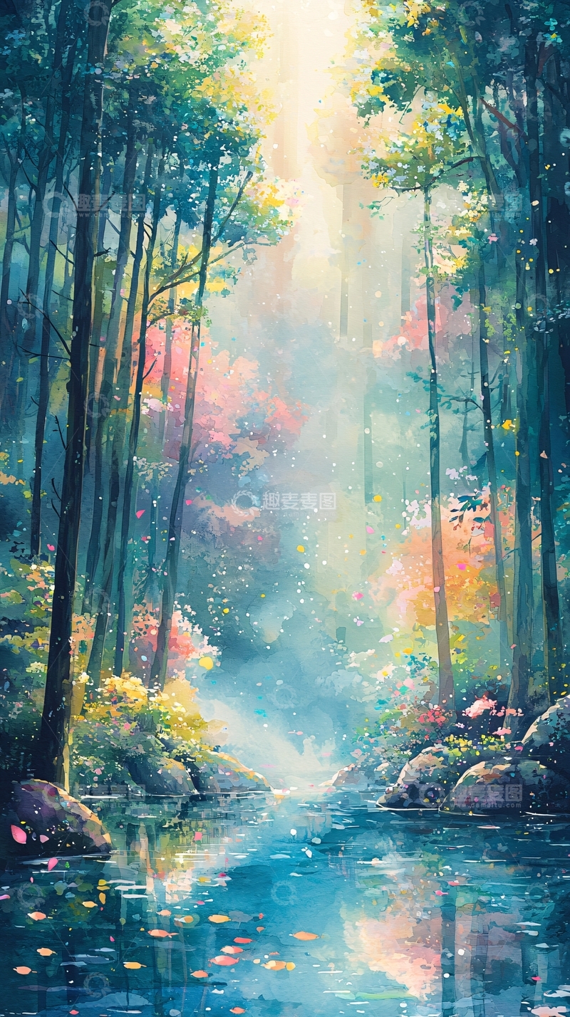 高清大图下载【趣麦麦图】梦幻森林小溪