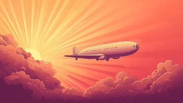 日出飞机云层剪影