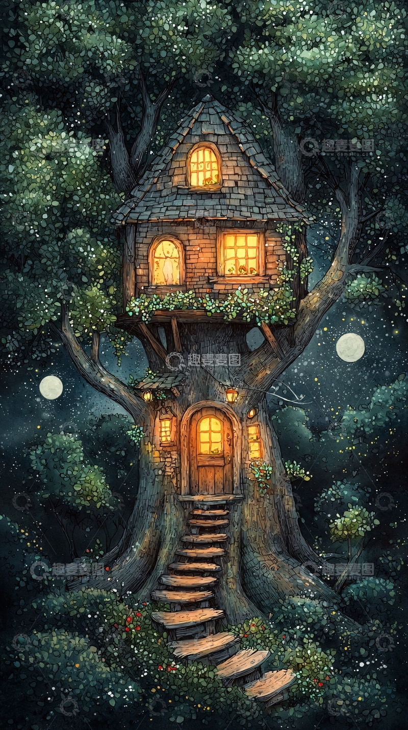 高清大图下载【趣麦麦图】树屋