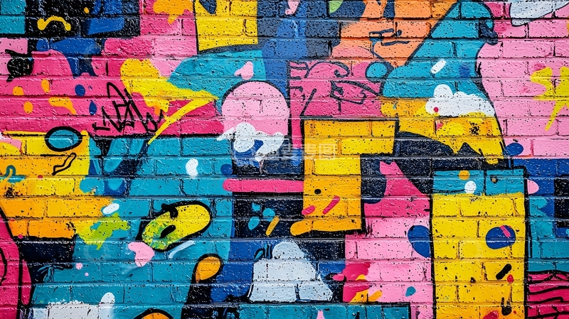 高清大图下载【趣麦麦图】彩色涂鸦墙7