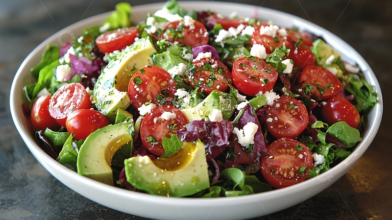 高清大图下载【趣麦麦图】清爽健康牛油果番茄沙拉