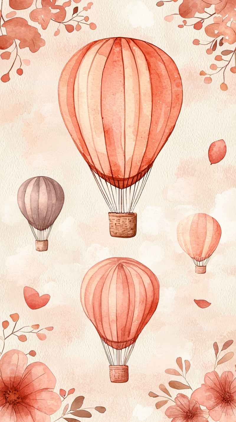 高清大图下载【趣麦麦图】水彩热气球