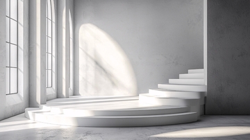 极简白色室内楼梯场景