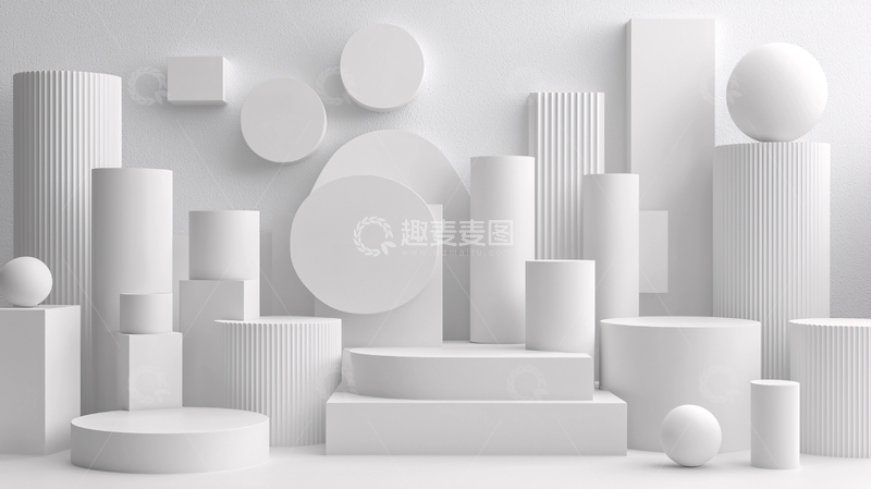 高清大图下载【趣麦麦图】白色几何体背景