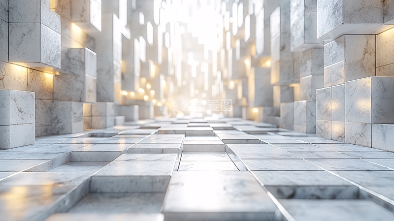 高清大图下载【趣麦麦图】光影交错的现代化石材通道