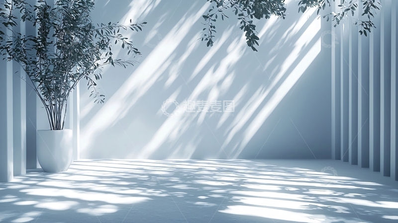 高清大图下载【趣麦麦图】极简白色空间阳光洒落