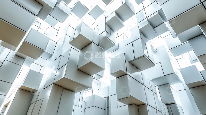 高清大图下载【趣麦麦图】白色立方体堆叠