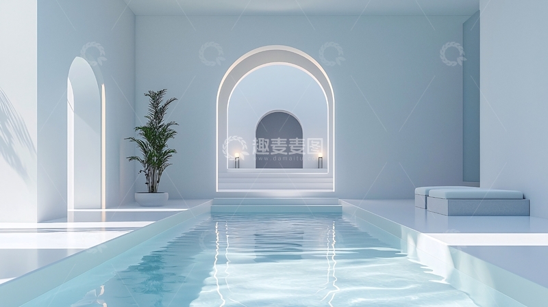 高清大图下载【趣麦麦图】极简主义室内泳池设计