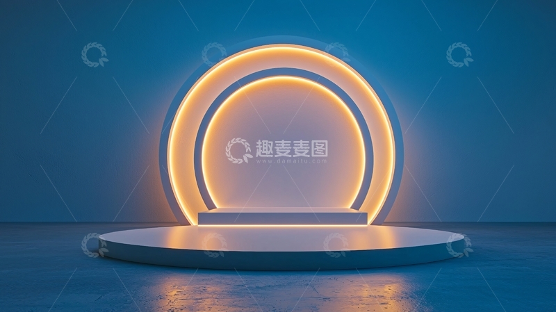 高清大图下载【趣麦麦图】霓虹灯圆形展示台
