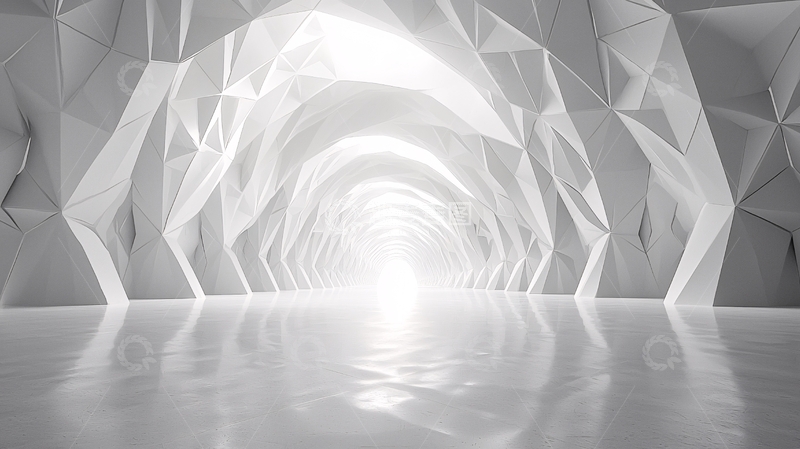 高清大图下载【趣麦麦图】白色几何隧道