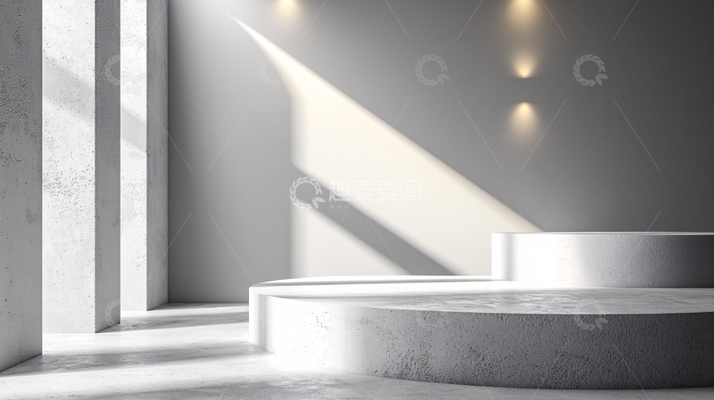 高清大图下载【趣麦麦图】极简风白色圆形展台