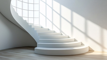 现代简约白色旋转楼梯