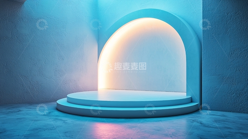 高清大图下载【趣麦麦图】蓝色霓虹灯圆形展台