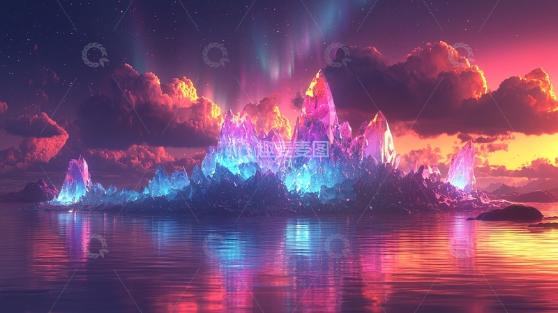 高清大图下载【趣麦麦图】梦幻般发光山峰