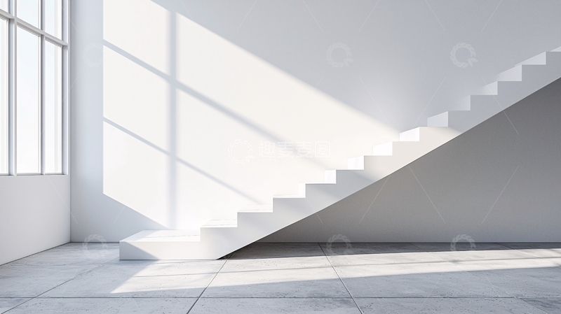 高清大图下载【趣麦麦图】现代简约白色楼梯