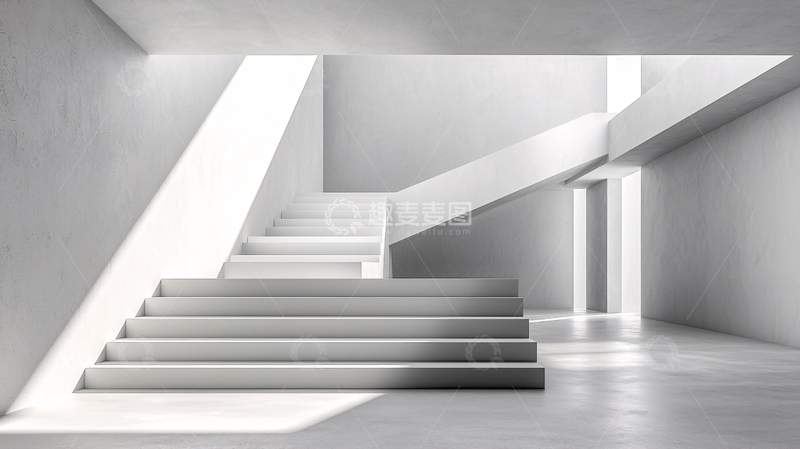 高清大图下载【趣麦麦图】极简主义白色楼梯