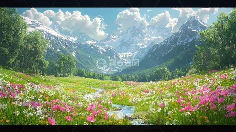 高清大图下载【趣麦麦图】梦幻山谷花海