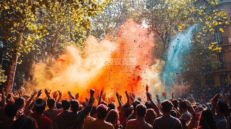 高清大图下载【趣麦麦图】彩色粉末狂欢节