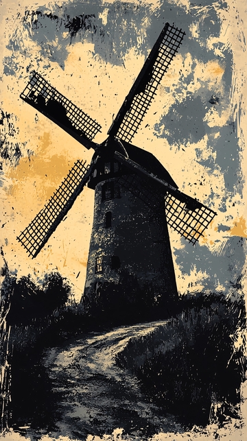 复古风格荷兰风车