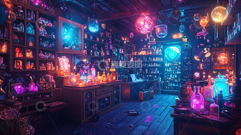 高清大图下载【趣麦麦图】魔幻风格药剂商店