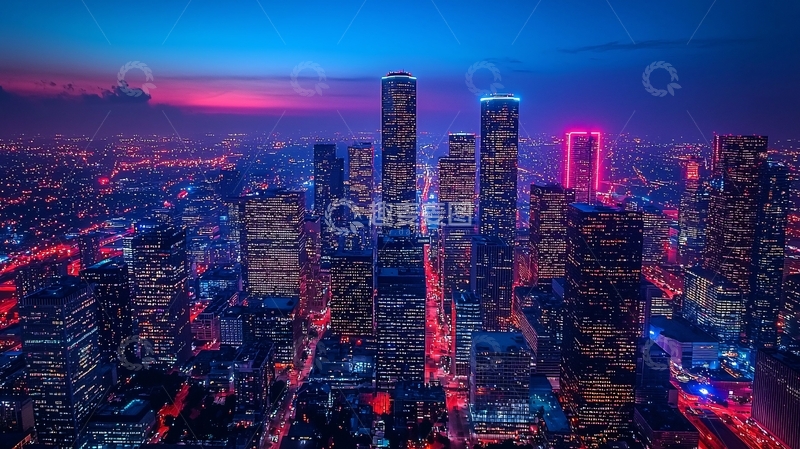 高清大图下载【趣麦麦图】夜景城市高楼大厦