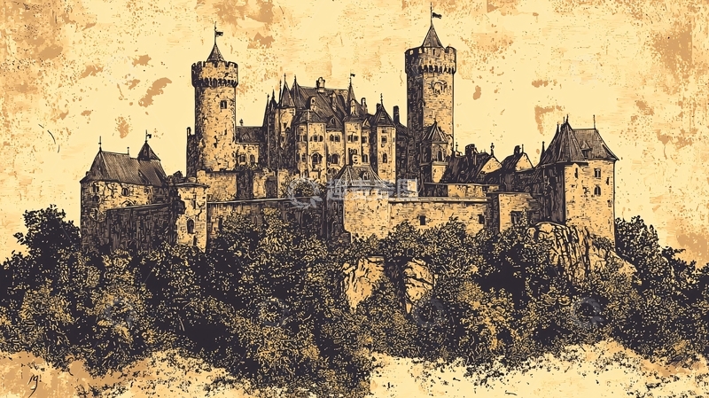 高清大图下载【趣麦麦图】古堡手绘图