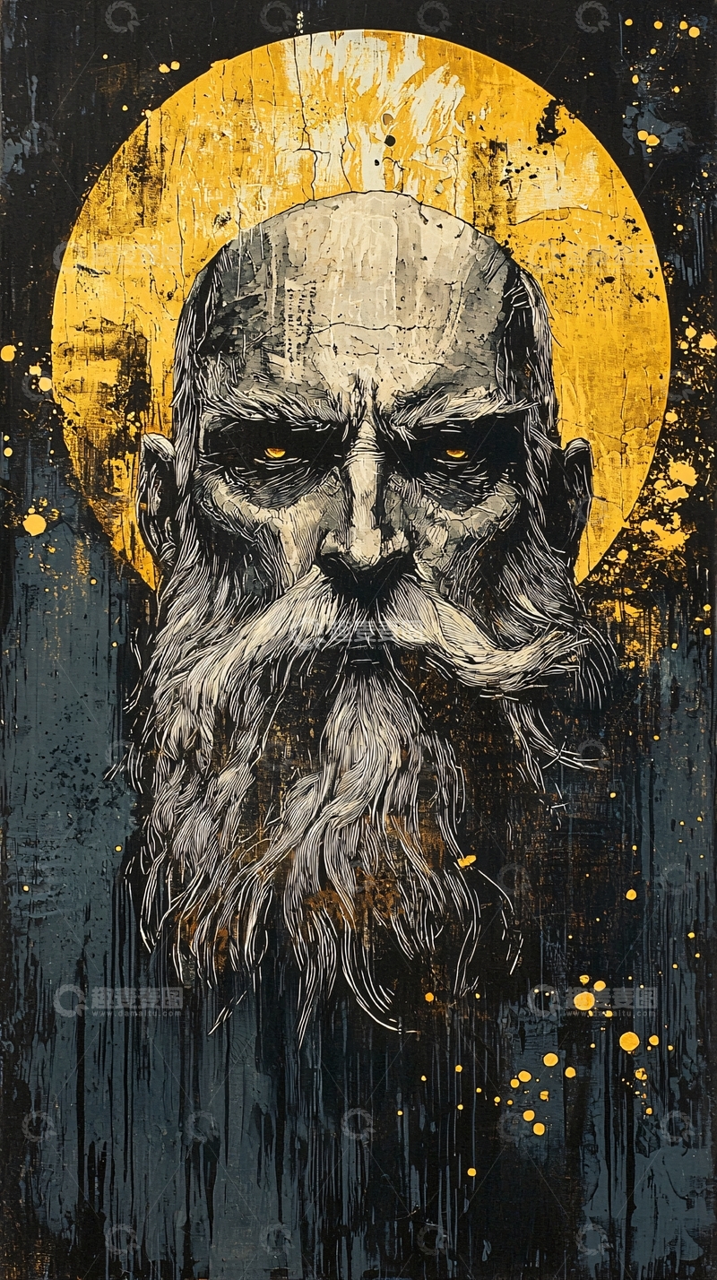 高清大图下载【趣麦麦图】怒目老者肖像