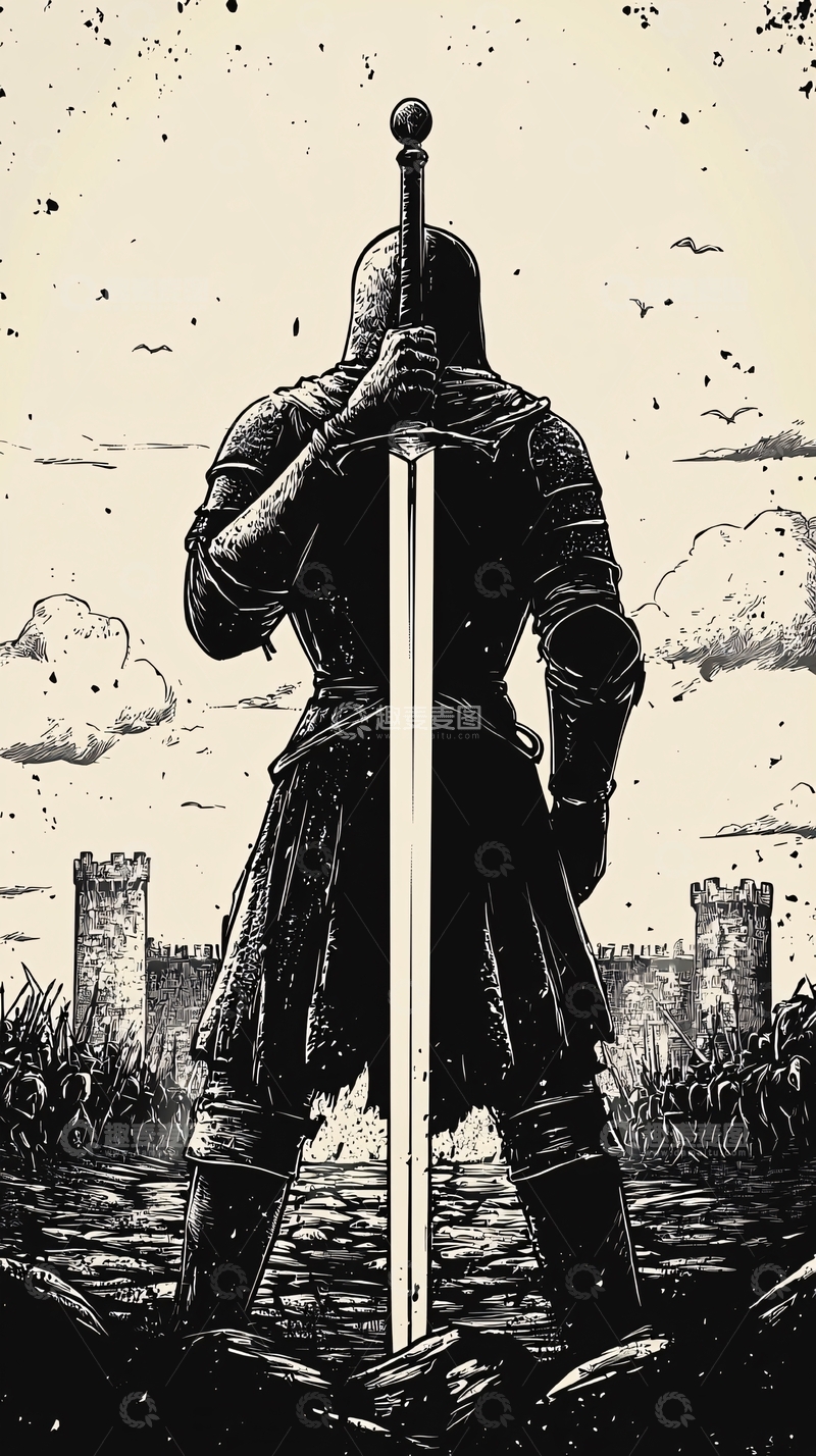 高清大图下载【趣麦麦图】骑士背影