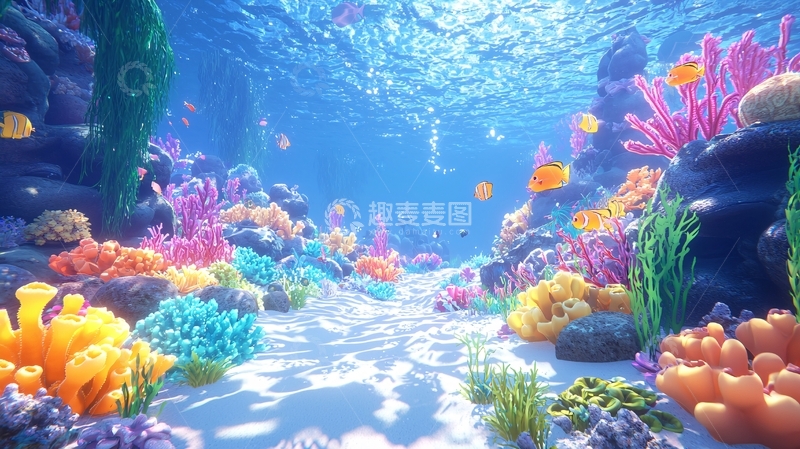 高清大图下载【趣麦麦图】阳光照射下的珊瑚礁