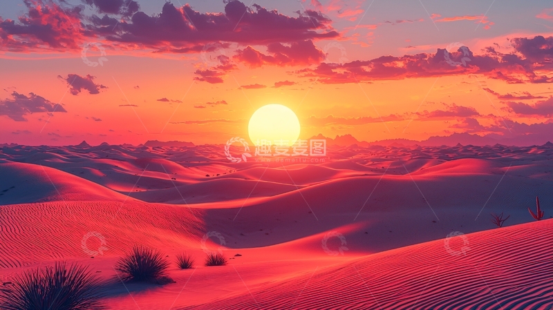 高清大图下载【趣麦麦图】沙漠日落