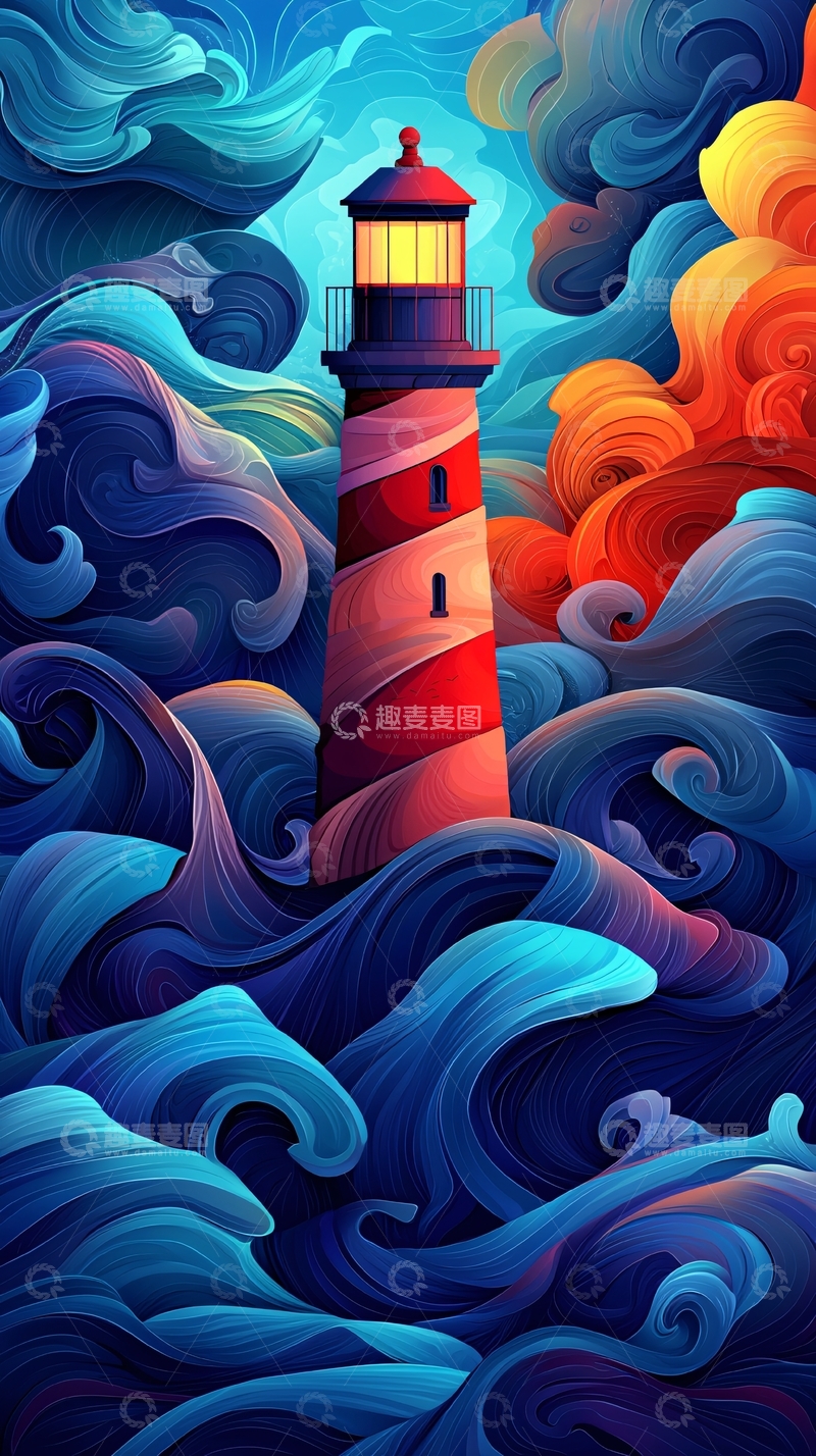 高清大图下载【趣麦麦图】风暴中的灯塔