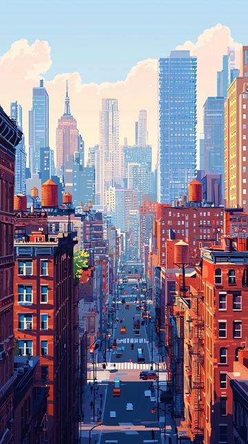 阳光下的城市街景